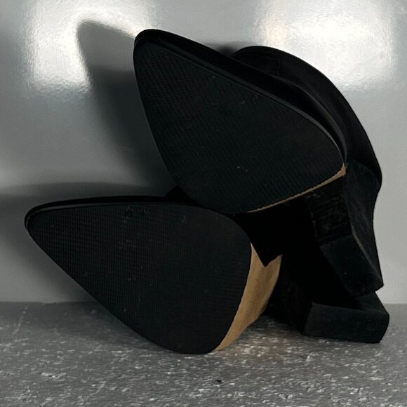 Donald Pliner SZ 7.5 Valda Black Pointed Toe Western Heeled Mules Clog Boho Chic - Picture 9 of 11